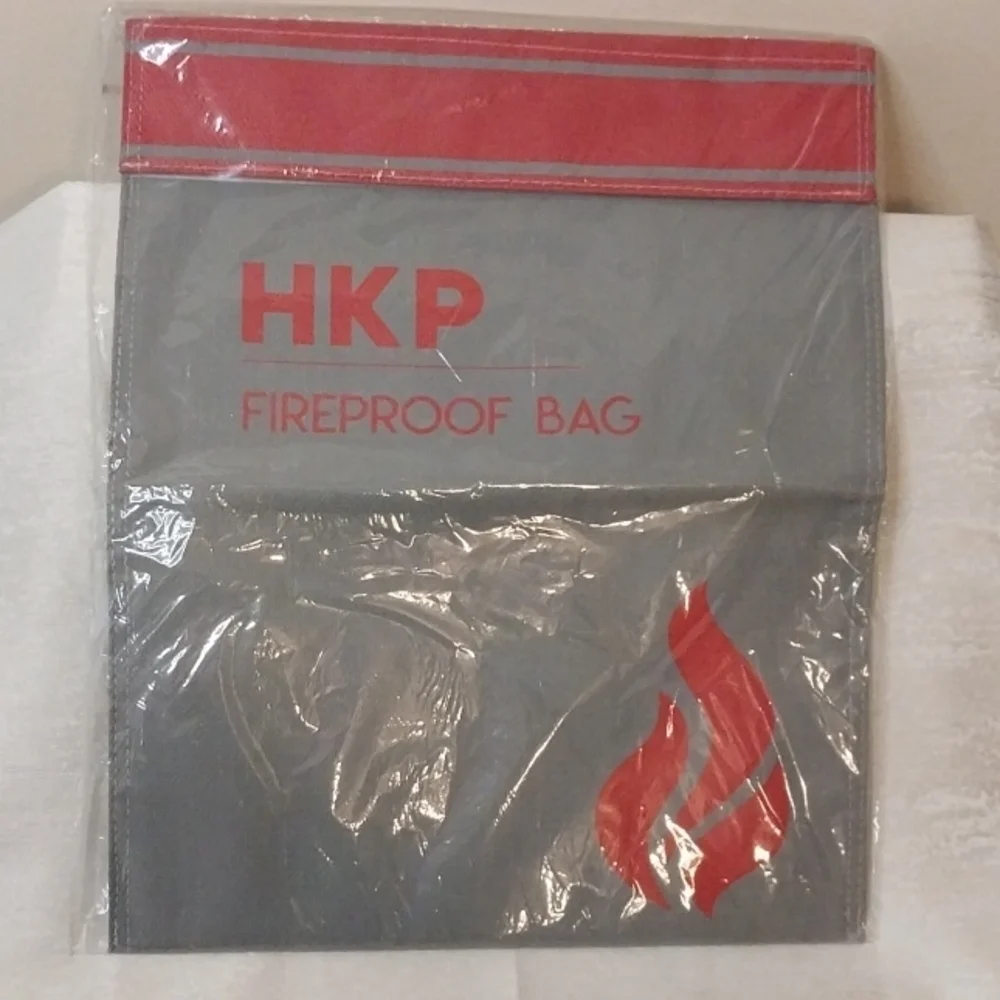 Fireproof Document Bag — Gray with Red Trim